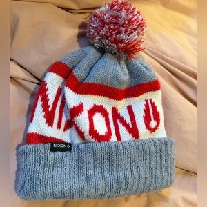 Nixon Red and Gray Beanie